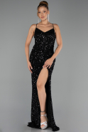 Abendkleid Lang Schuppig Schwarz ABU6498