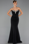 Abendkleid im Meerjungfrau-Stil Lang Schwarz ABU6526