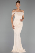 Abendkleid Lang Spitze Beige ABU6085