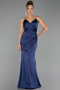 Abschlusskleid Lang Satin Marineblau ABU6499