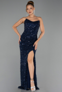 Abendkleid Lang Schuppig Marineblau ABU6503