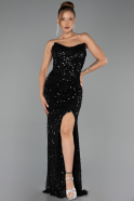 Abendkleid Lang Schuppig Schwarz ABU6503