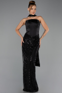 Abendkleid Lang Schuppig Schwarz ABU6528