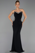 Abendkleid im Meerjungfrau-Stil Lang Schwarz ABU6505