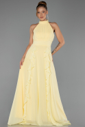 Abschlusskleid Lang Chiffon Gelb ABU6506