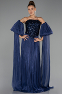 Abendkleid Lang Chiffon Marineblau ABU6533