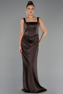 Abschlusskleid Lang Satin Braun ABU6542