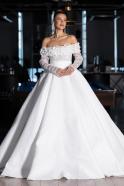 Hochzeitskleider Lang Satin Weiß ABG197