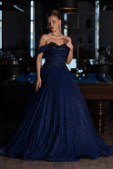 Abendkleid Lang Spitze Marineblau ABU6536