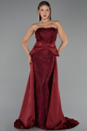 Abendkleid Lang Spitze Weinrot ABU5615