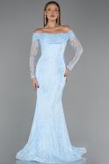 Abendkleid Lang Spitze Eisblau ABU5617