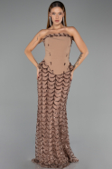 Abendkleid Lang Schuppig Kupfer ABU5919