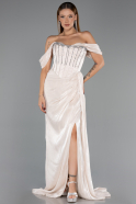 Abendkleid Lang Chiffon Beige ABU6496