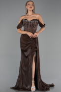 Abendkleid Lang Chiffon Braun ABU6496