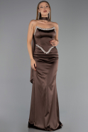 Abendkleid Lang Satin Braun ABU6554