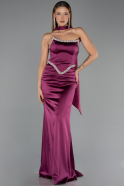 Abendkleid Lang Satin Pflaume ABU6554