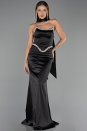 Abendkleid Lang Satin Schwarz ABU6554