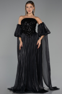 Abendkleid Lang Chiffon Schwarz ABU6533