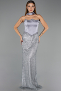 Abendkleid Lang Perlenbesetzt Anthrazit ABU6238