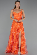 Abschlusskleid In Übergröße Lang Orange ABU6558