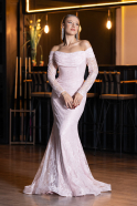 Abendkleid Lang Spitze Puder ABU5617
