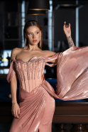 Abendkleid Lang Chiffon Lachs ABU6496