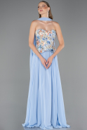 Abendkleid Lang Chiffon Eisblau ABU6391