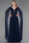 Abendkleid Lang Chiffon Marineblau ABU6566