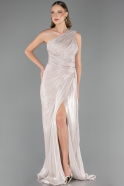 Abschlusskleid Lang Chiffon Beige ABU6622
