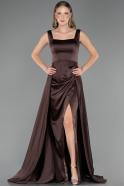 Abschlusskleid Lang Satin Braun ABU6572