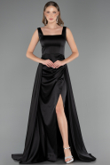 Abschlusskleid Lang Satin Schwarz ABU6572