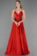 Abschlusskleid Lang Satin Ziegelrot ABU6573