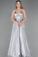 Abschlusskleid Lang Satin Grau ABU6573