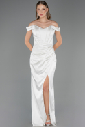 Abendkleid im Meerjungfrau-Stil Lang Satin Weiß ABU6574