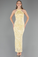 Abschlusskleid Lang Spitze Gelb ABU6578