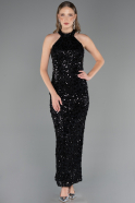 Abschlusskleid Lang Spitze Schwarz ABU6578