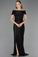 Abendkleid in Übergröße Lang Chiffon Schwarz ABU6604