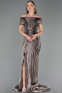 Abendkleid in Übergröße Lang Chiffon Nerzbraun ABU6604
