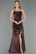 Abschlusskleid Lang Satin Braun ABU6584