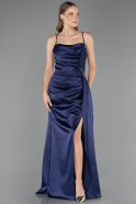 Abschlusskleid Lang Satin Marineblau ABU6584
