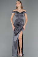 Abendkleid im Meerjungfrau-Stil Lang Satin Anthrazit ABU6574