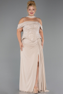 Abendgarderobe in Großen Größen Lang Chiffon Beige ABU6274