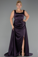 Abschlusskleid Lang Satin Violett dunkel ABU6572