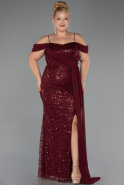 Abendkleid in Übergröße Lang Schuppig Weinrot ABU6134