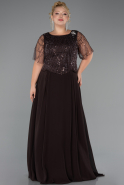 Kleider in Großen Größen Lang Chiffon Braun ABU6585