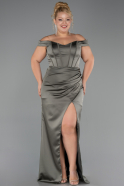 Abendkleid in Übergröße Lang Satin Khaki ABU6577