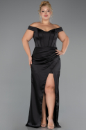 Abendkleid in Übergröße Lang Satin Schwarz ABU6577