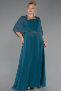 Kleider in Großen Größen Lang Chiffon Petrolgrün ABU6529