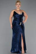 Abendkleider in Großen Größen Lang Chiffon Marineblau ABU6561