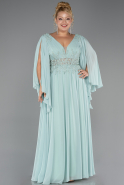 Kleider in Großen Größen Lang Chiffon Minzgrün ABU4638